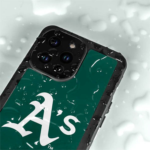 MLB Oakland Athletics - Solid Distressed iPhone 15 Pro Waterproof Case